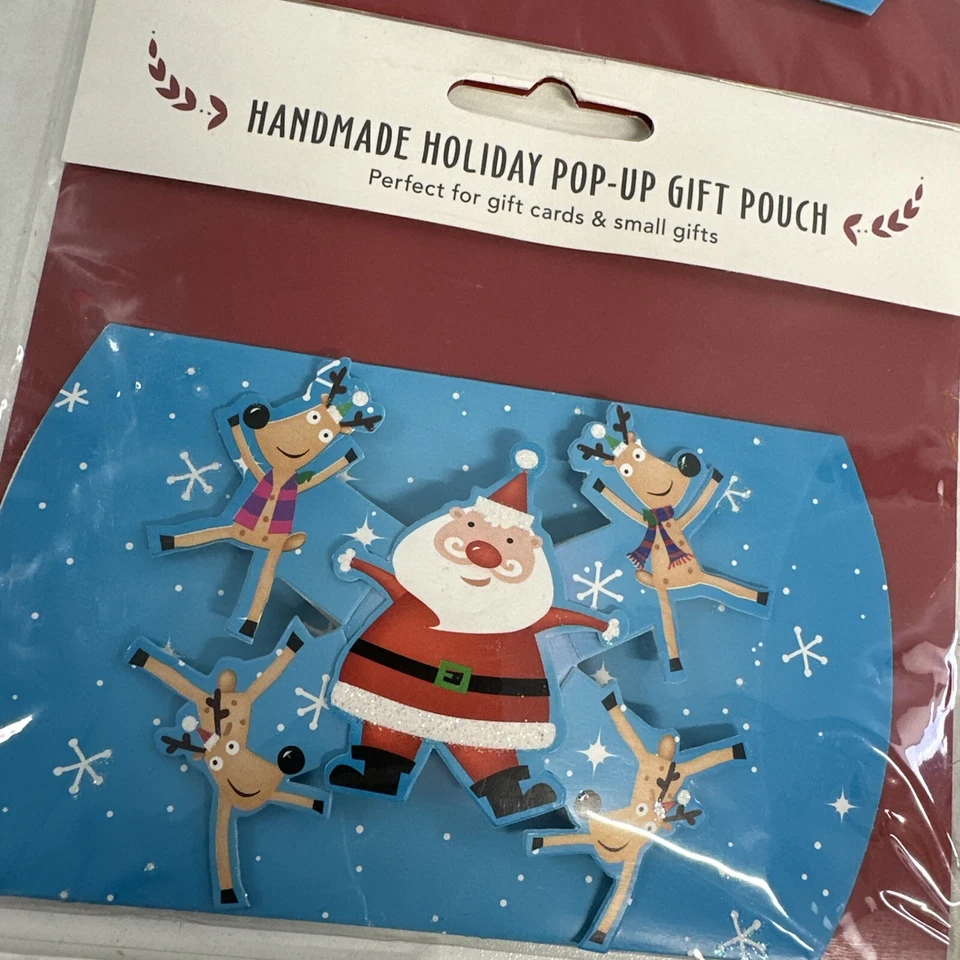 Handmade Holiday Pop-up Gift Card Envelope NEW 10-PACK Santa and Reindeer NEW - Image 3 of 4