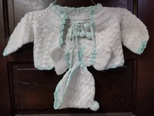Vintage Baby Sweater With Booties And Hat