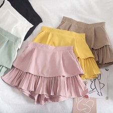 Women Pleated Culottes Skirt Shorts Underwear Frill Underskirt Petticoat