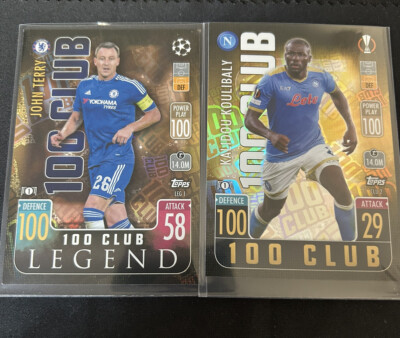 Topps Match Attax John Terry 100 Club Legend & Kalidou Koulibaly 100 Club