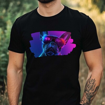 Mens Bulldog Sunglasses Cotton T-Shirt Size XS to 5XL