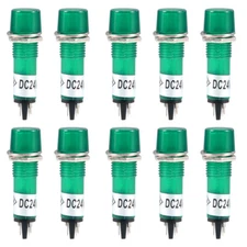 10pcs Signal Indicator Dash Light DC24V LED Bulbs XD10-3 Green 10mm Panel Mount