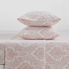 Tahari Home - Queen Sheets, 4-Piece Cotton Flannel Queen, Damask Blush