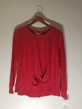 Style&CO Women's Red Knot Front Long Sleeve Fashion Top Size XS NWT