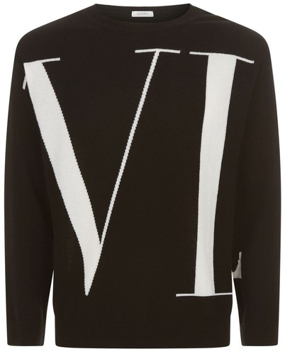 VALENTINO vltn Intarsia Lana Sweater Maglione Lana Cashmere Nero | eBay