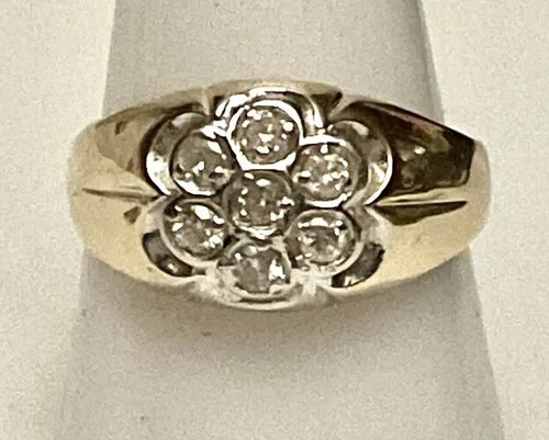 Men’s 14K Yellow Gold Diamond Cluster Ring size 9