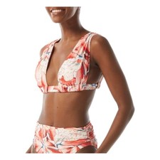Carmen Marc Valvo Women's Campari Floral Ruched Bikini Swim Top Size XS