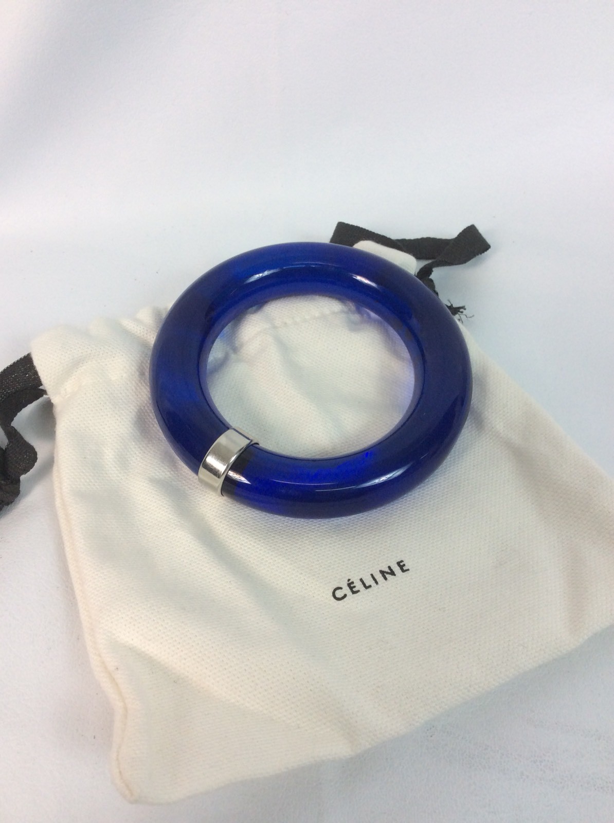 Statement Celine Blue Silver Tone Bangle bracelet… - image 2