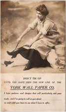 York Wall Paper Co. Pennsylvania Gibson Girl Tying Shoes 1900s RPPC Trade Card
