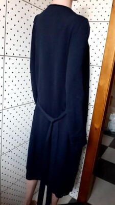 COS Women Knitted WoolBlend Blue Midi Dress-Robe-Cardigan Bias Closure Belt  Sz L | eBay