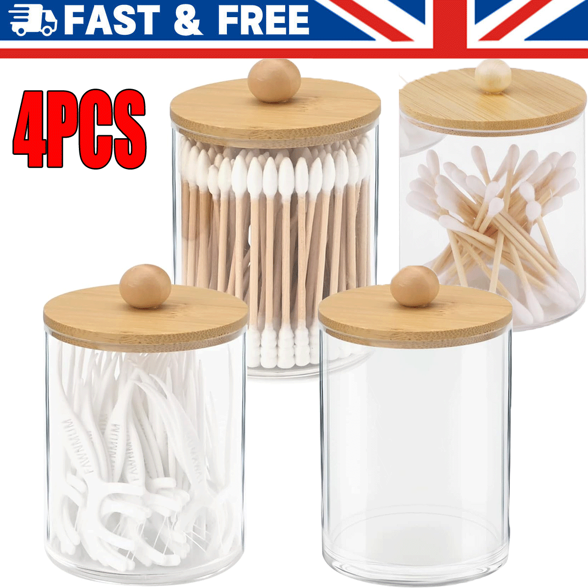 Cotton Wool Ball Swab Makeup Holder Jar Pad Container Organiser