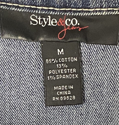 Style & Co. Jeans Jacket (Womens Sz M) Western Trucker Style, Stretch Blue Denim - Picture 7 of 8