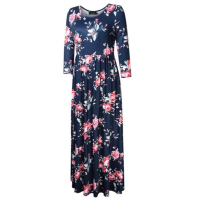 plus size 3 4 sleeve maxi dress Maison Tara Plus Size 3/4 Sleeve V-Neck Floral Print Chiffon Maxi Dress
