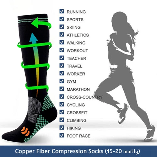 3Pairs Sports Compression Socks Professional Running Fitness Socks Slim Legs - Picture 4 of 12