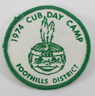 Vintage 1974 Cub Day Camp Foothills District Green Boy Scouts BSA Camp Patch