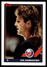 1991-92 Topps #316 Ken Baumgartner New York Islanders Hockey Card