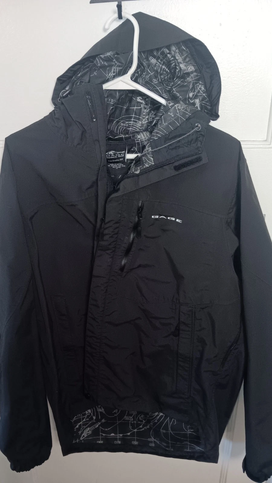 Grundens.GAGE Technical Gear.Rain/ Utility Jacket." Eat Fish Motif.Black .Large