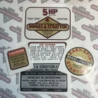 Briggs Stratton 5hp Mustang Snapper Vertical engine-decals.com set of 5