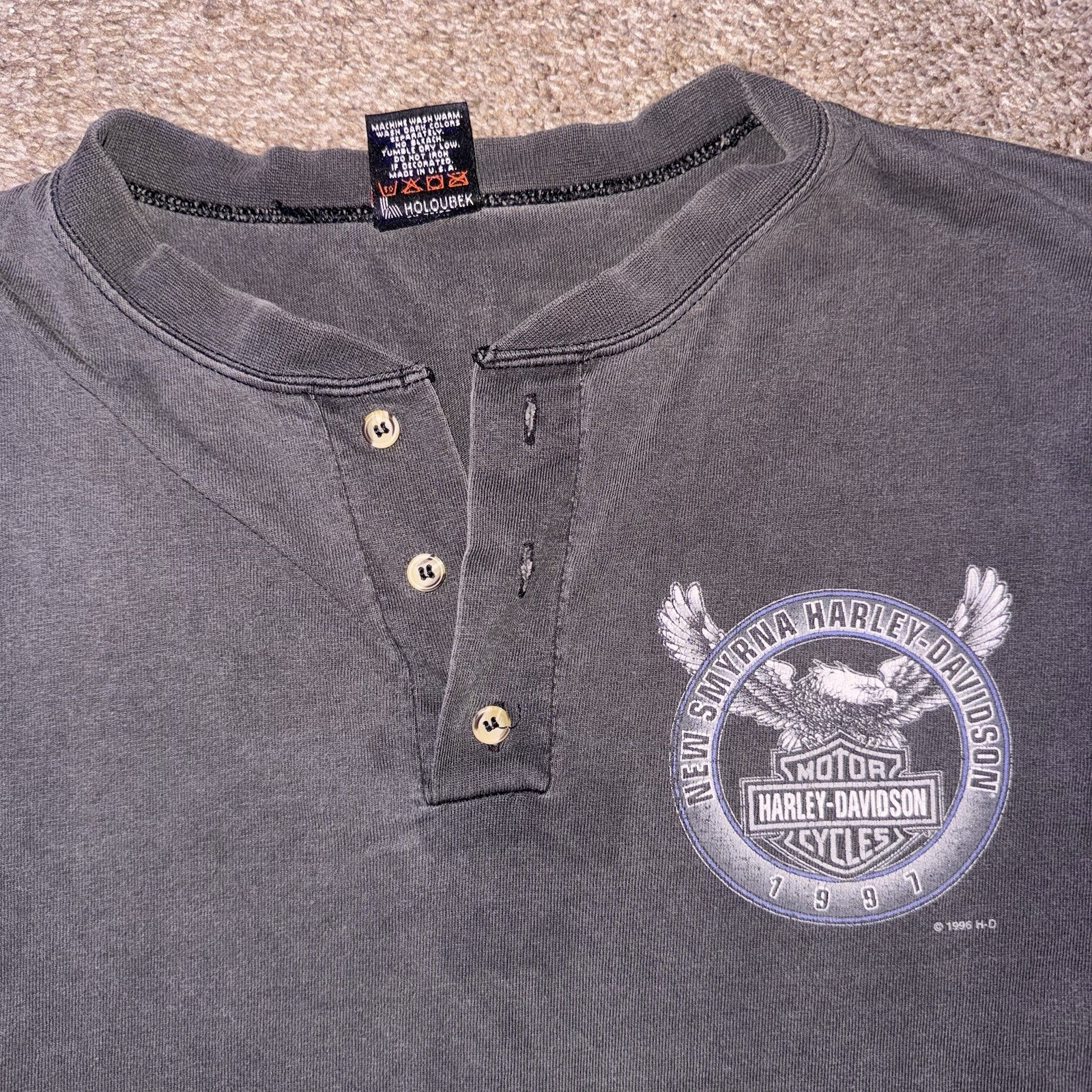Harley Davidson Black Solid Short Sleeve Shirt Me… - image 2