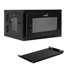 NavePoint 6U Wall-Mount Network Rack Cabinet Enclosure, 450mm Depth, Hinged Back