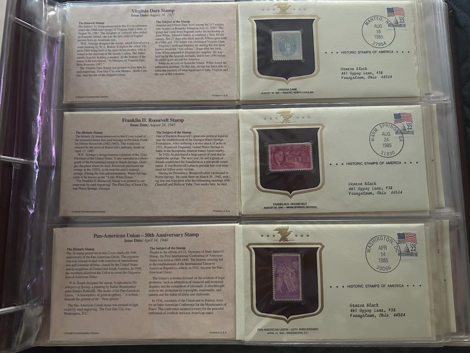 Impresionante colección de estampillas históricas de América "La Sociedad Postal Conmemorativa" Foto 4 de 4