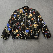 Zara woman's bomber jacket size medium multi floral print boho