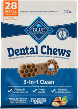 Dental Chews Small Natural Dog Treats, Chicken Spearmint 11.3-Oz Bag 28 Count