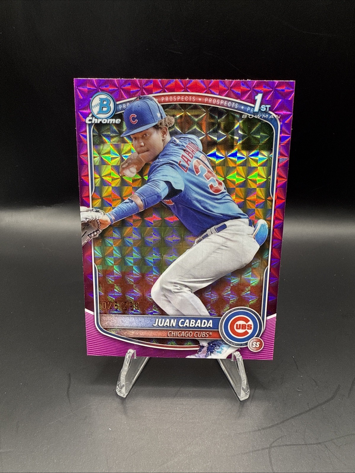 2025 Bowman Chrome Juan Cabada Fuschia Geometric Refractor /299 1st Bowman