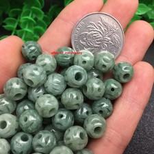 20pcs Natural Grade A Jade Jadeite Big Hole Green 10mm Loose Bead Jewelry