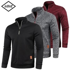 Mens Sweatshirt Half Zip Pullover Classic Jumper Fleece Jacket Casual Outdoor UK