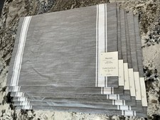 Threshold Cotton Placemat Set 6 Gray White Stripe Linen Look 14x19 NWT Homedecor