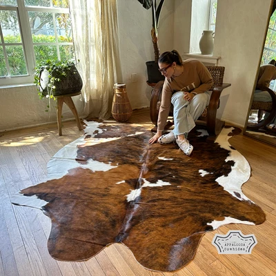 APPALOOSA COWHIDES 6x8 ft Tricolor Medium Cowhide Rug– 100% Genuine Leather–Best Price Luxury Décor