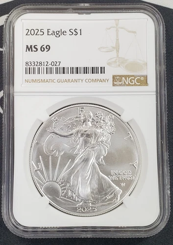 2025 American Silver Eagle "First Strike"-1 oz .999 Fine Silver-NGC MS69 -027