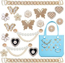 Charms for Bogg Bag, Bling Flowers Butterfly Pearl for Bogg Bag Accessories Char