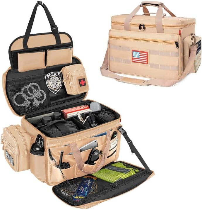 Bag Organizer for Car Front Seat with Laptop Layer and Cup Holders-Khaki