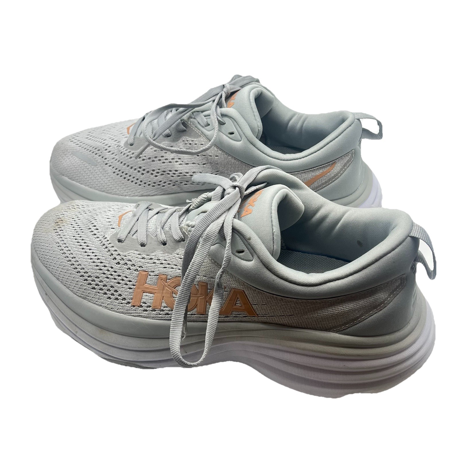 Hoka One One Bondi 8 Wide Women’s Running Shoes 8D Harbor Mist Lunar Rock Gray thumbnail 5