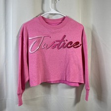Justice Girls Cropped Sweatshirt Pink Size Small
