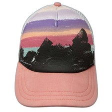 Patagonia Trucker Hat Pink One Size Mountain Graphic Mesh Snapback Fitz Roy