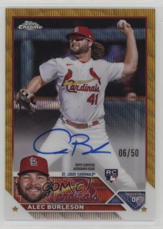2023 Topps Chrome Rookie Gold Wave Refractor 6/50 Alec Burleson #RA-AB Auto 0z5