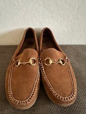 GUCCI Women's Loafers Horsebit Suede Dress Shoes Size:6(JP:24.5) 134319K Authen