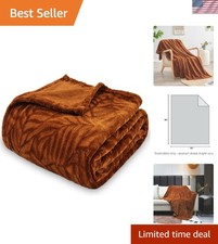 Geometric Leaves Flannel Throw Blanket 60 x 80 - Cozy  Lightweight Comfort
