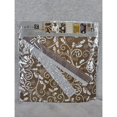 Studio G 12'' x 12'' Paper Pack Plus Borders Christmas Holly Swirl Design
