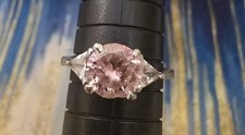 Sterling Silver Pink Cubic Zirconia White CZ Diamond Ring Size 7
