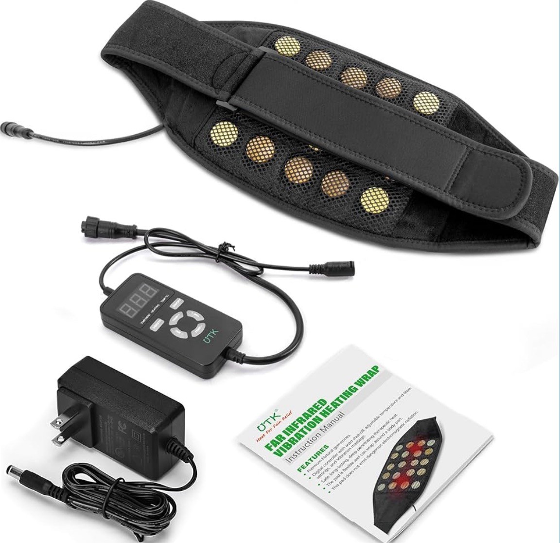 UTK Vibrating Far Infrared Heating Pad for Back Pain Relief, Hot to 159℉,