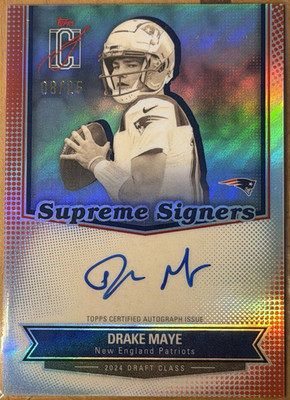Topps 2025 Signature Class Supreme Signers Drake Maye SS-DM on card Auto 8/25