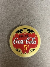 Très unique enseigne à suspendre en bois Coca Cola/Pepsi peinte à la main unique en son genre 18 pouces 