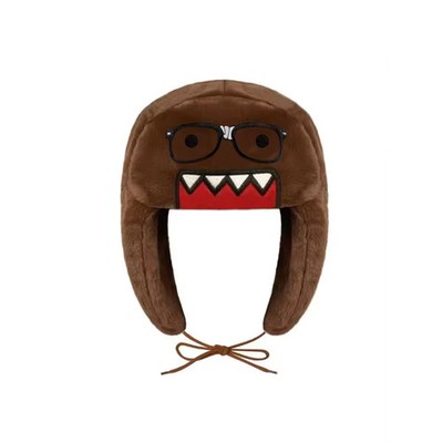 Domo Kun Plush Trapper Hat Anime Kawaii Winter Fleece Ear Flap Beanie One Size