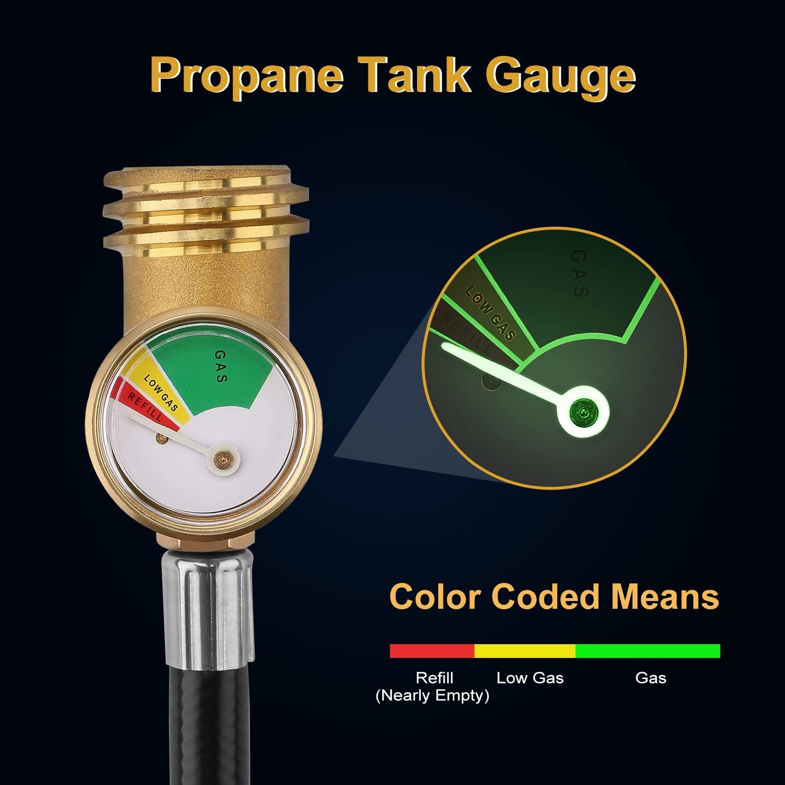 12FT Propane Extension Hose with Gauge for Propane Tank for Universal Propane