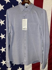 NWT Lululemon Commission Long Sleeve Shirt Harbor Blue/White Men's Large