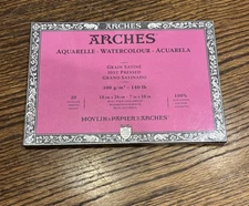 7 X 10” Hot Press 140lb Arches Watercolor Block Paper NEW Look 3 Available